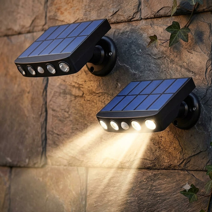 2 Pcs Outdoor Solar Light, Outdoor Solar Light with Motion Sensor, 360 Degree Outdoor Solar Spotlight, 1200mAh, Waterproof Outdoor Solar Garden