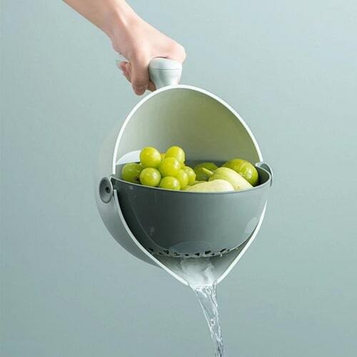 Rotating Draining Basket Colander with Strainer