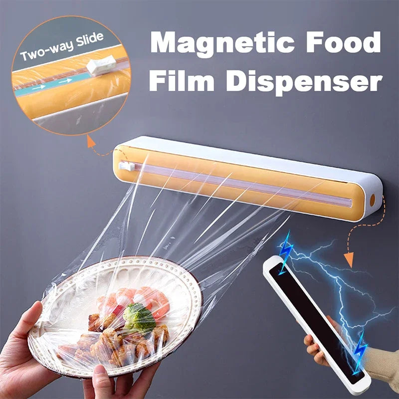 Magnetic Food Film Dispenser for Plastic Wrap Foil Organizer