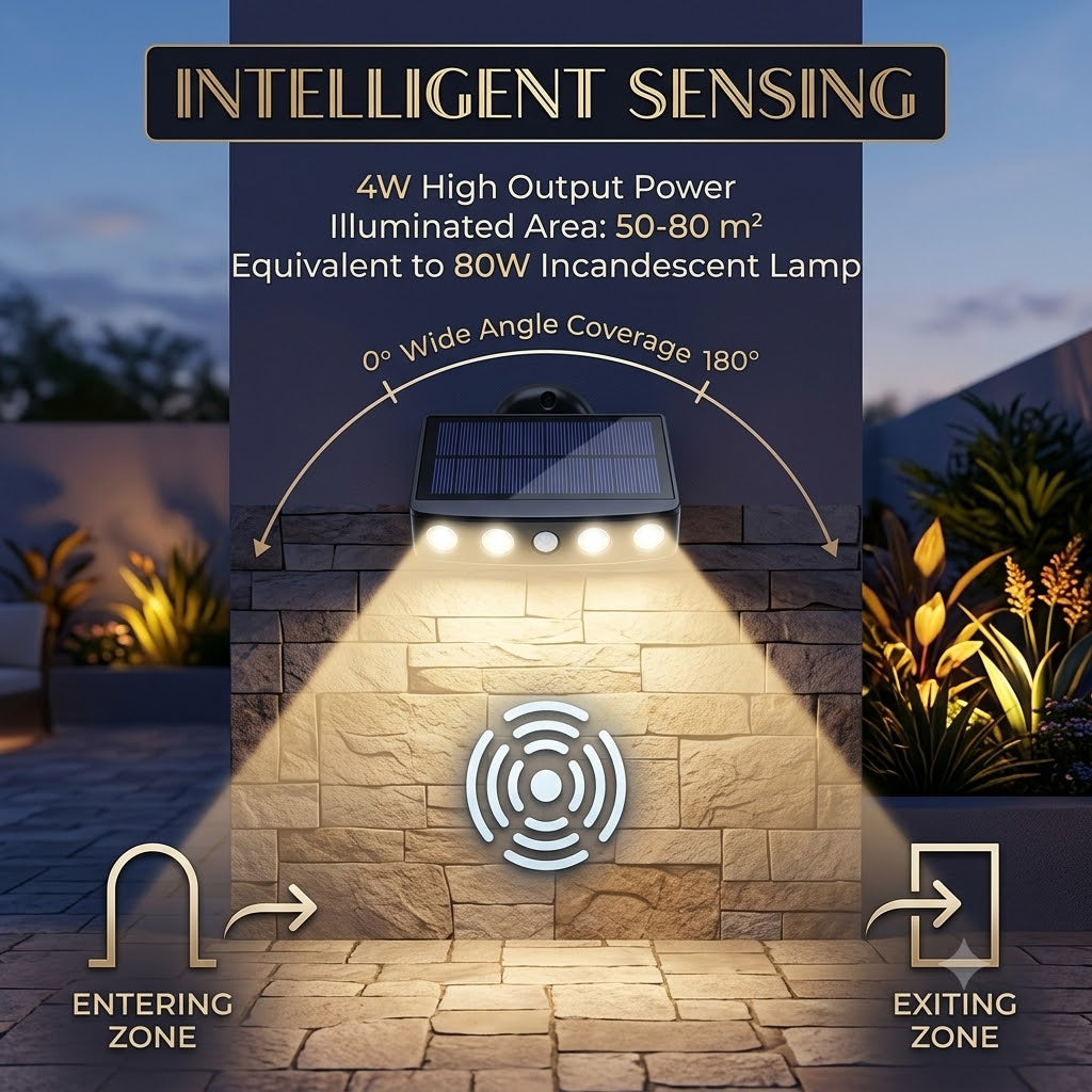2 Pcs Outdoor Solar Light, Outdoor Solar Light with Motion Sensor, 360 Degree Outdoor Solar Spotlight, 1200mAh, Waterproof Outdoor Solar Garden