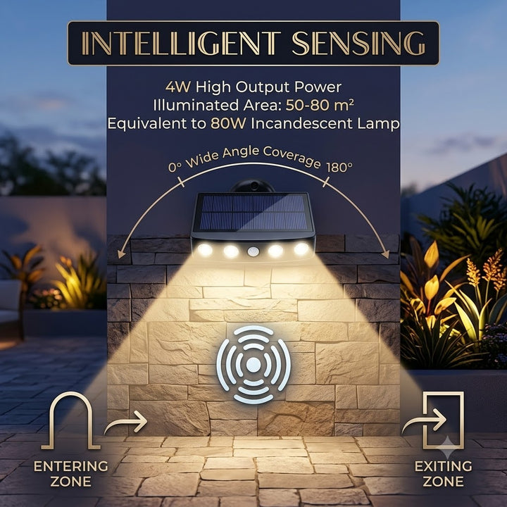 2 Pcs Outdoor Solar Light, Outdoor Solar Light with Motion Sensor, 360 Degree Outdoor Solar Spotlight, 1200mAh, Waterproof Outdoor Solar Garden