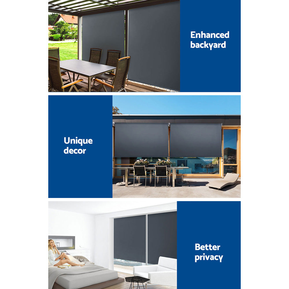 Instahut 1.8X2.5M Outdoor Blinds Awning Roll Down Canopy Retractable Outdoor Blinds Window Shade Grey