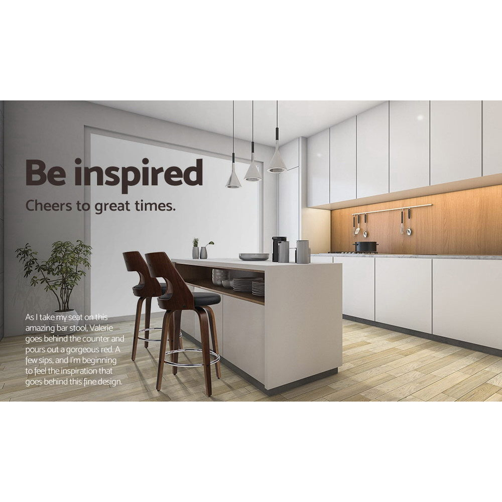 Artiss Bar Stools Set of 4 - Swivel Leather Chairs 76cm Height Kitchen Counter