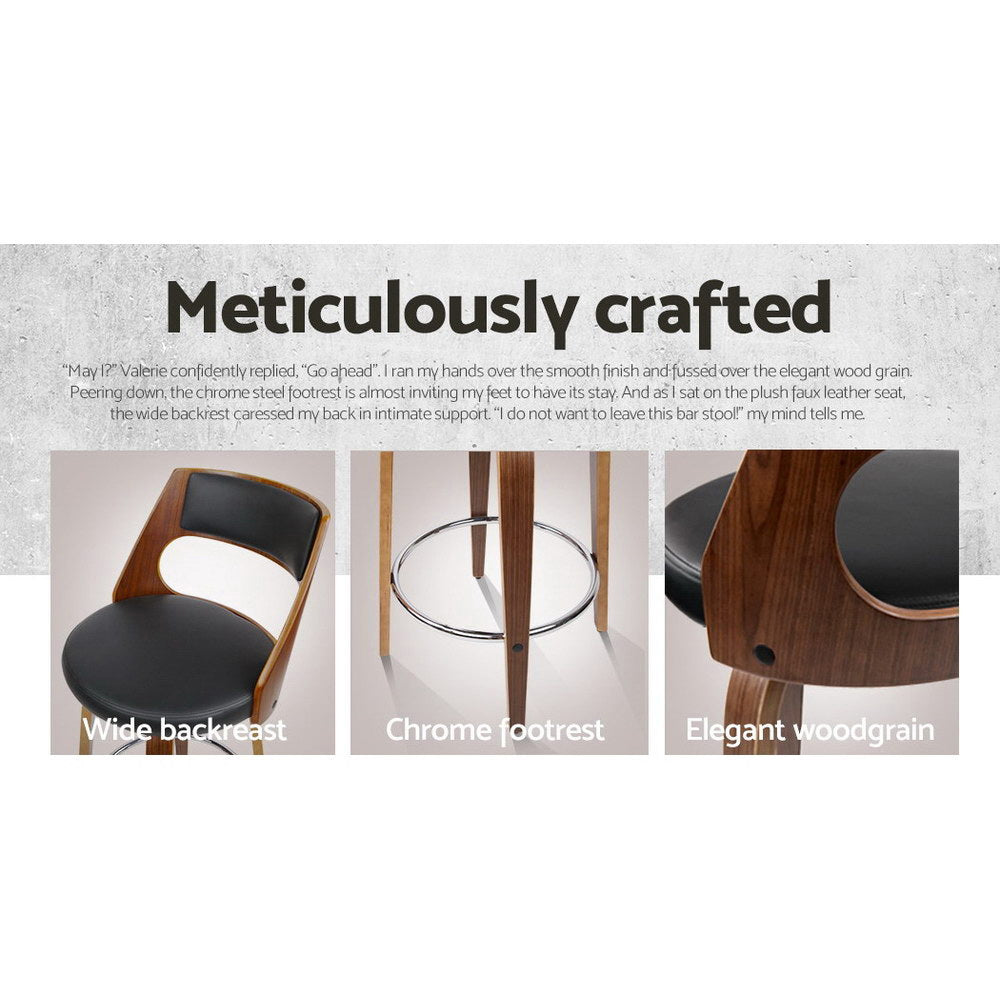 Artiss Bar Stools Set of 4 - Swivel Leather Chairs 76cm Height Kitchen Counter