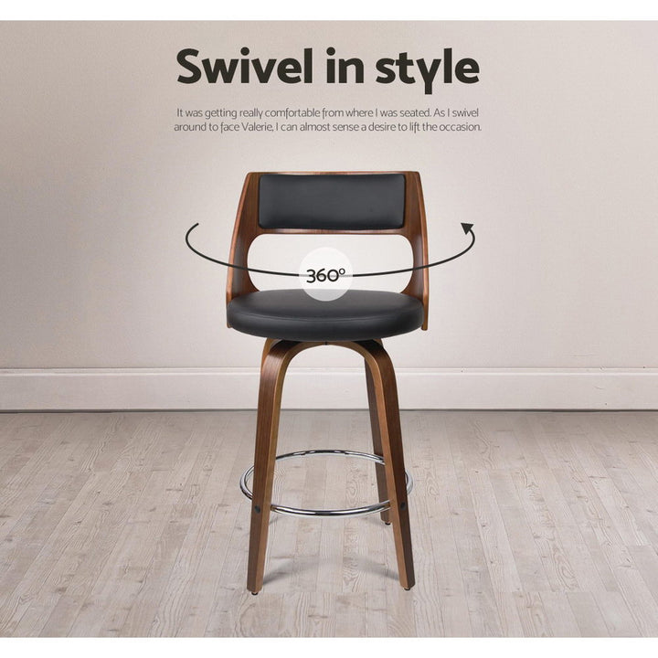 Artiss Bar Stools Set of 4 - Swivel Leather Chairs 76cm Height Kitchen Counter