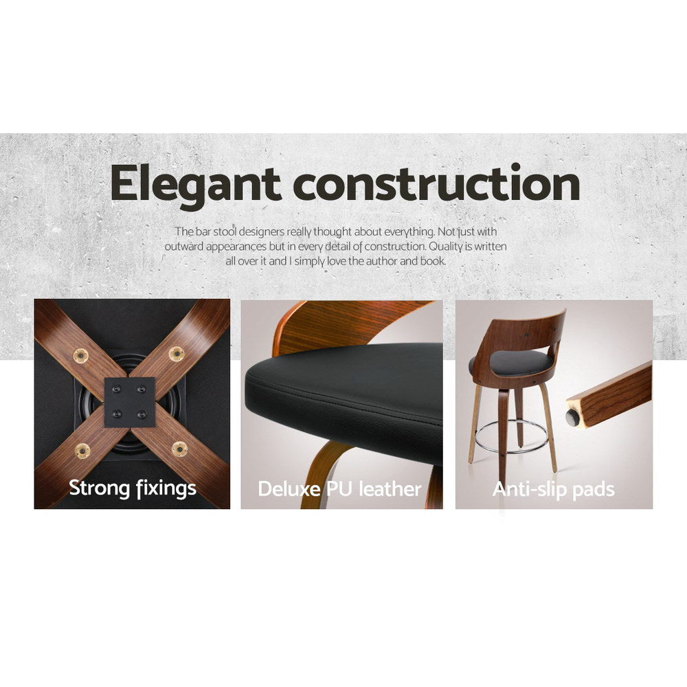 Artiss Bar Stools Set of 4 - Swivel Leather Chairs 76cm Height Kitchen Counter