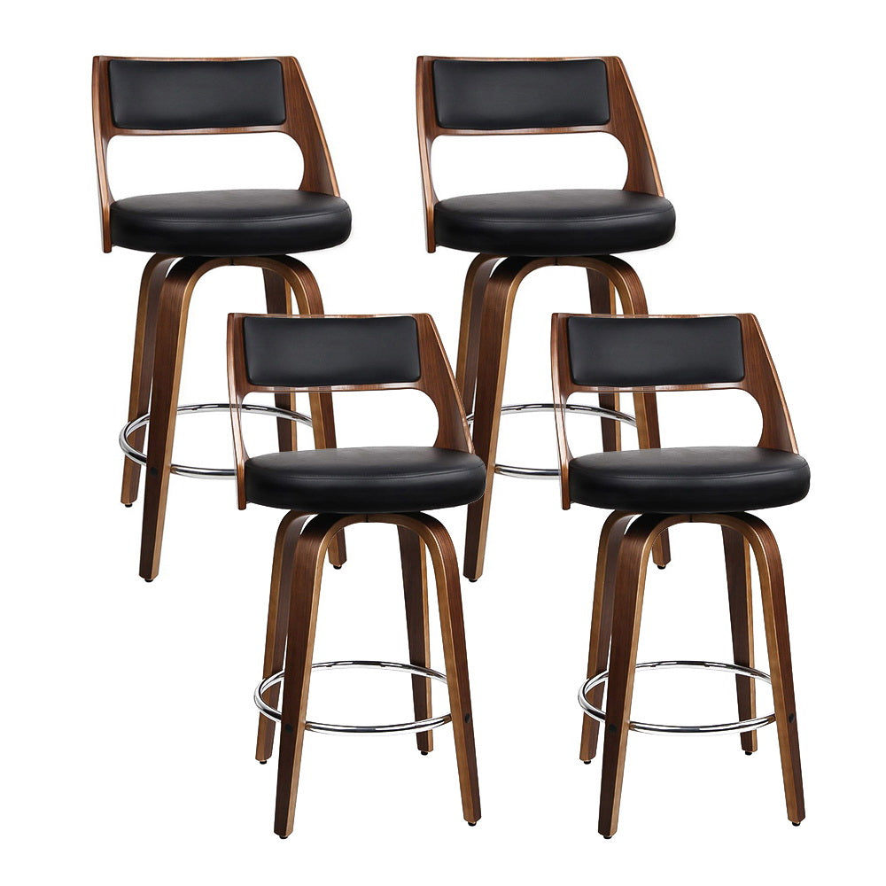 Artiss Bar Stools Set of 4 - Swivel Leather Chairs 76cm Height Kitchen Counter