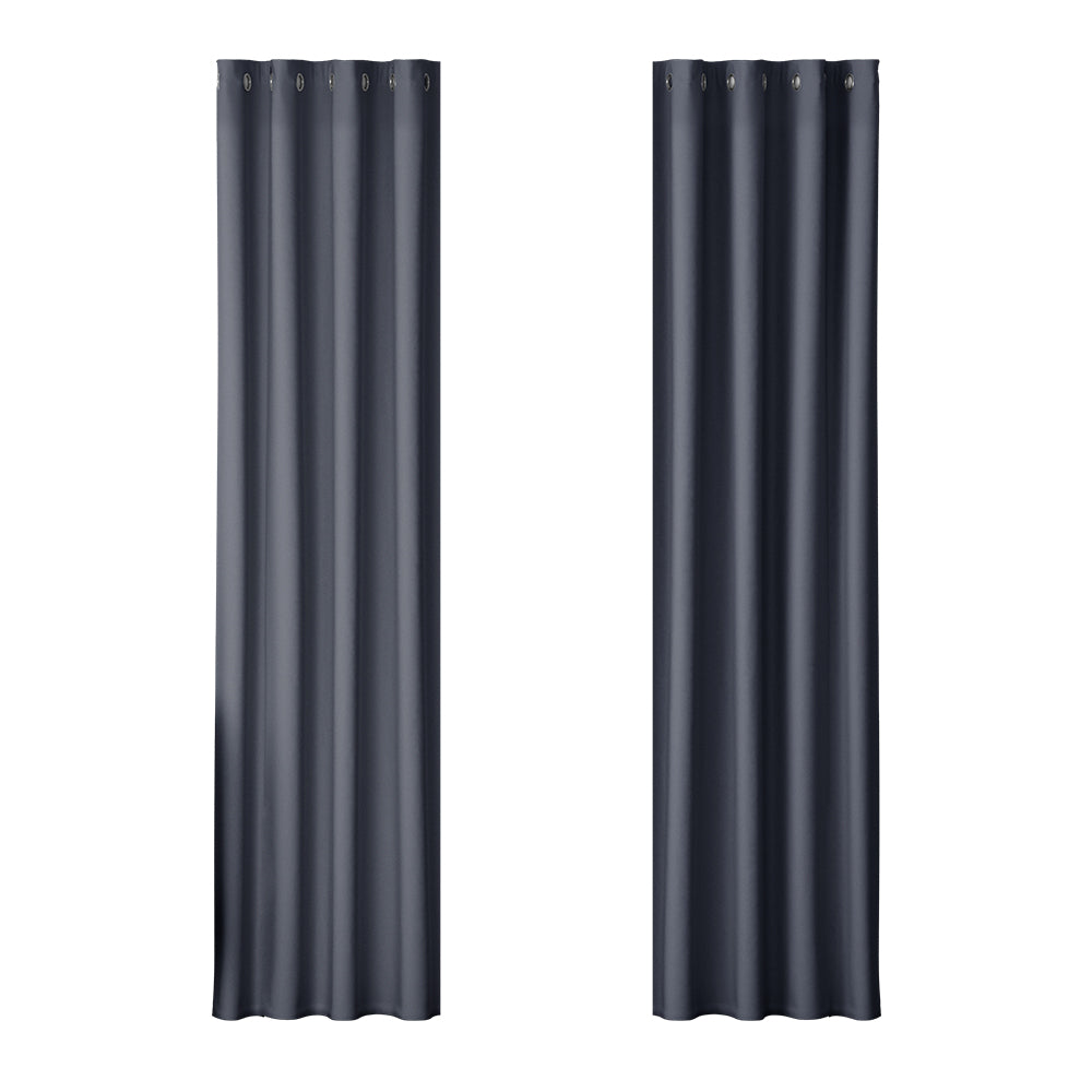 2 Piece Blockout Curtains Eyelet 140x230cm - Charcoal Grey