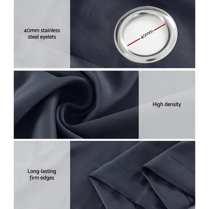 2 Piece Blockout Curtains Eyelet 140x230cm - Charcoal Grey