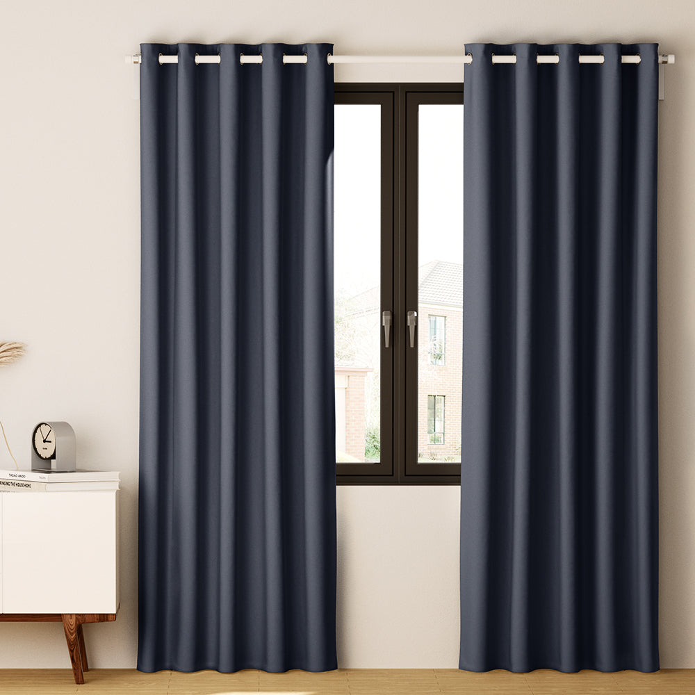 2 Piece Blockout Curtains Eyelet 140x230cm - Charcoal Grey