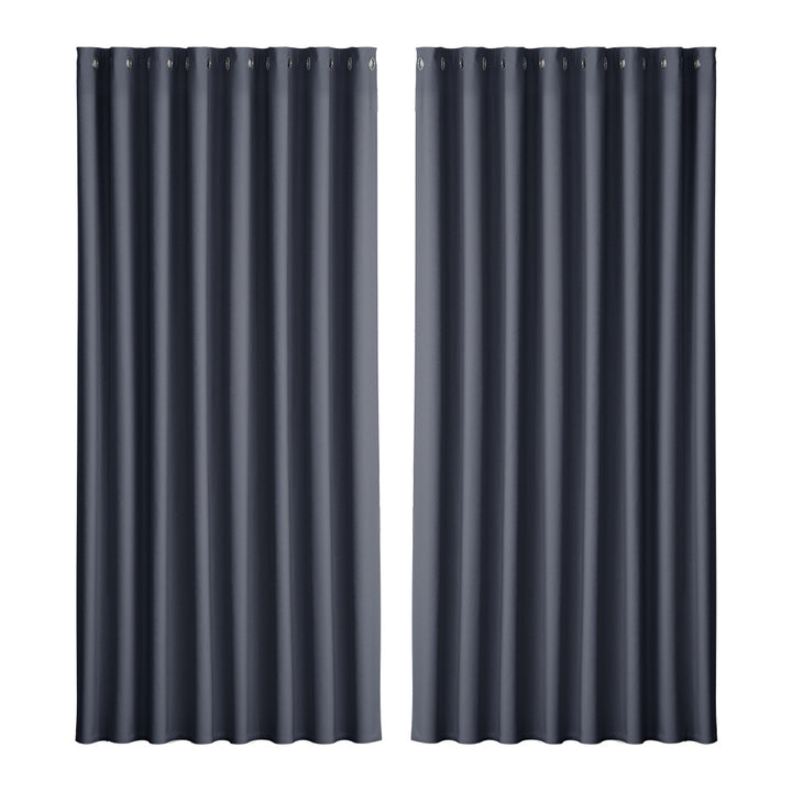 Artiss 2X Blockout Curtains Eyelet 300x230cm Charcoal