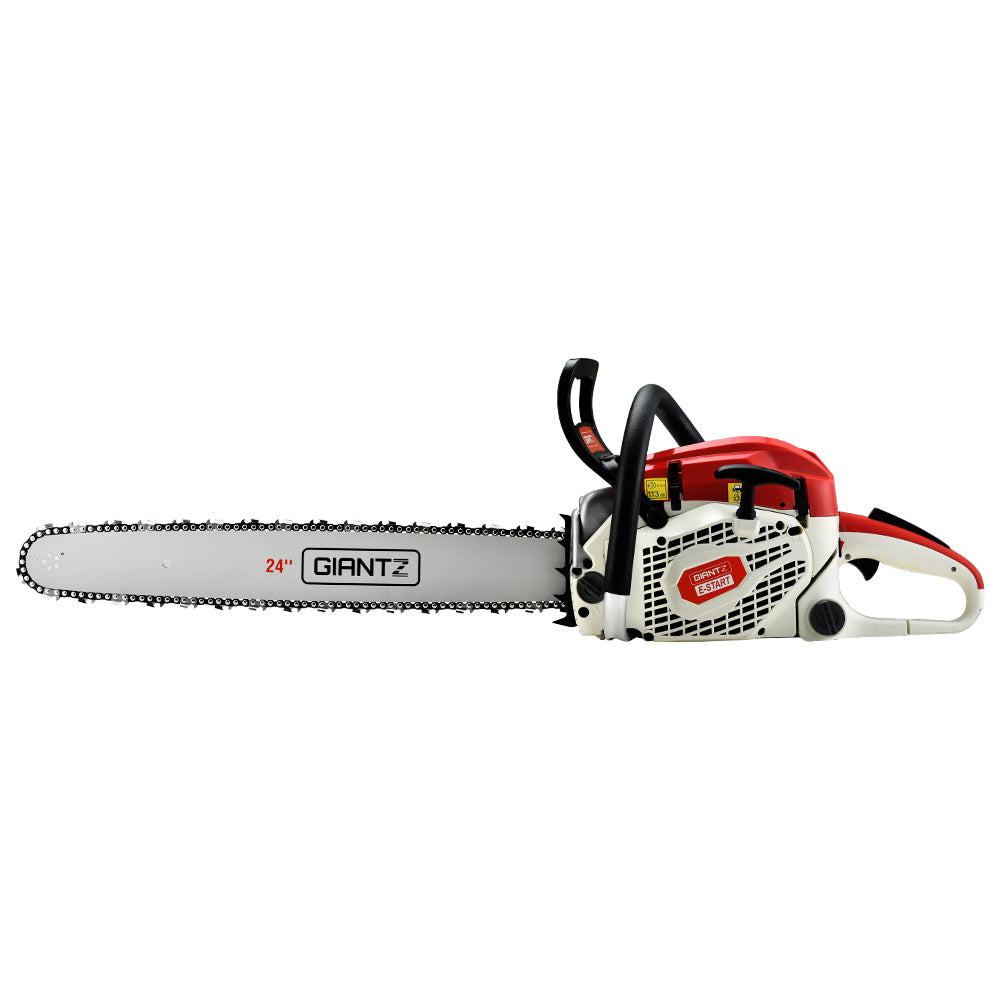 Giantz Chainsaw Petrol 65CC 24" Bar Commercial E-Start Pruning Chain Saw