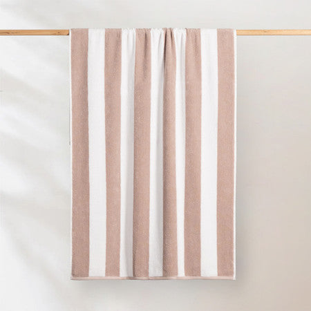 Canningvale Striped Cabana Cotton Terry Beach Towel - Navy/Black/Sand/Oceano