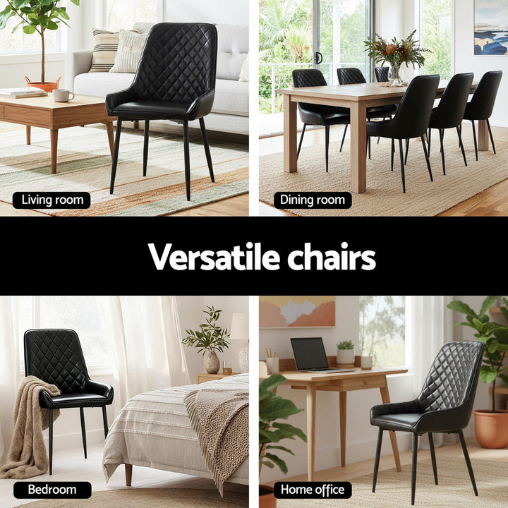 Artiss 4x Dining Chairs Retro PU Leather Kitchen Lounge Cafe Accent Chair Black