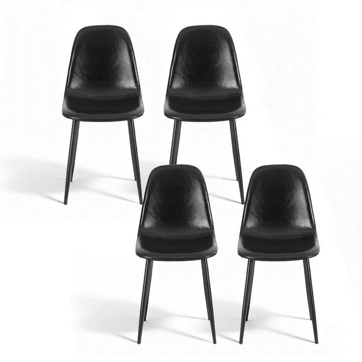 Artiss 4x Dining Chairs Retro PU Leather Kitchen Lounge Cafe Accent Chair Black