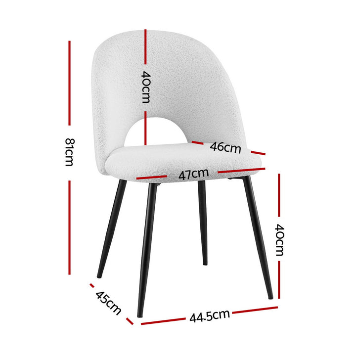 Boucle Sherpa Dining Chairs Set of 4 White - Artiss