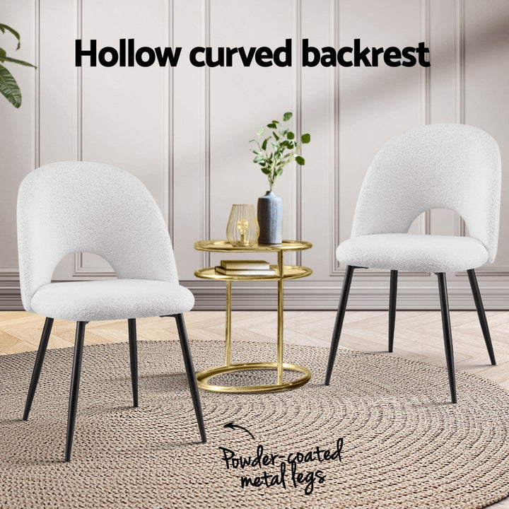 Boucle Sherpa Dining Chairs Set of 4 White - Artiss