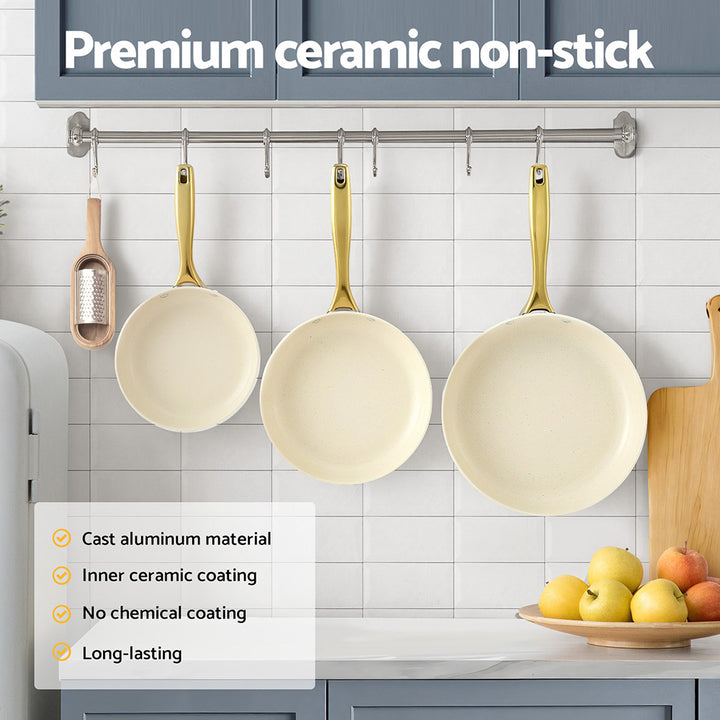 5-star Chef Frying Pan 3PCS Shades Frypan Set Ceramic Coating Multi Colour