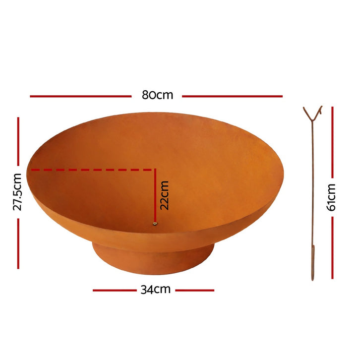 Grillz Fire Pit Iron Bowl 80cm Outdoor Patio Fireplace