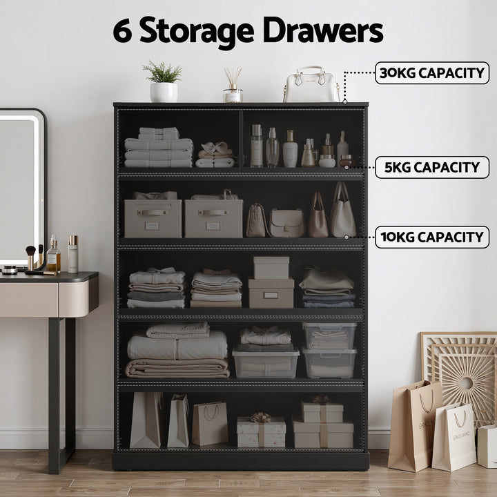 Artiss 6 Chest of Drawers Tallboy PEPE Black