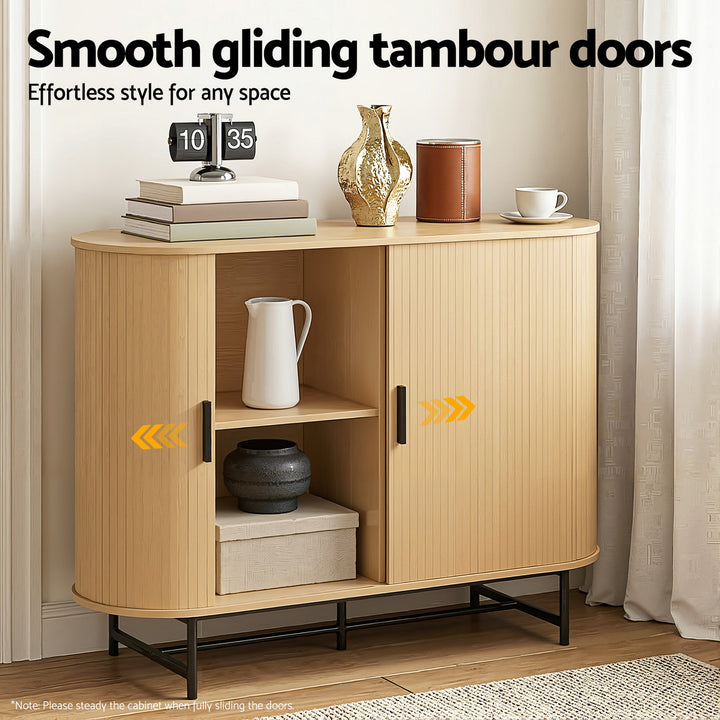 Artiss Buffet Sideboard Cupboard Cabinet Sliding Doors Pantry Storage Oak PIIA