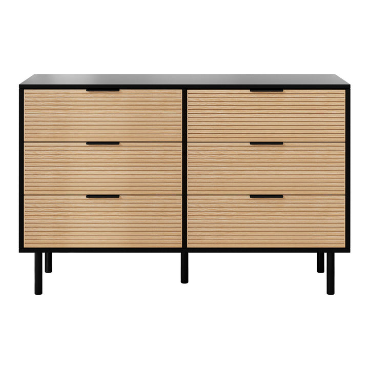 Artiss 6 Chest of Drawers Dresser Table Black&Pine