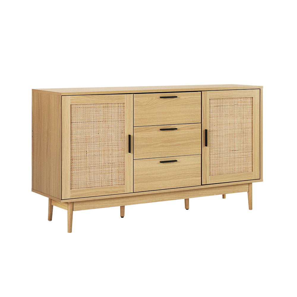 Artiss Rattan Buffet Sideboard BRIONY Oak 130cm - Coastal Bohemian Storage | Everyday Home Comforts