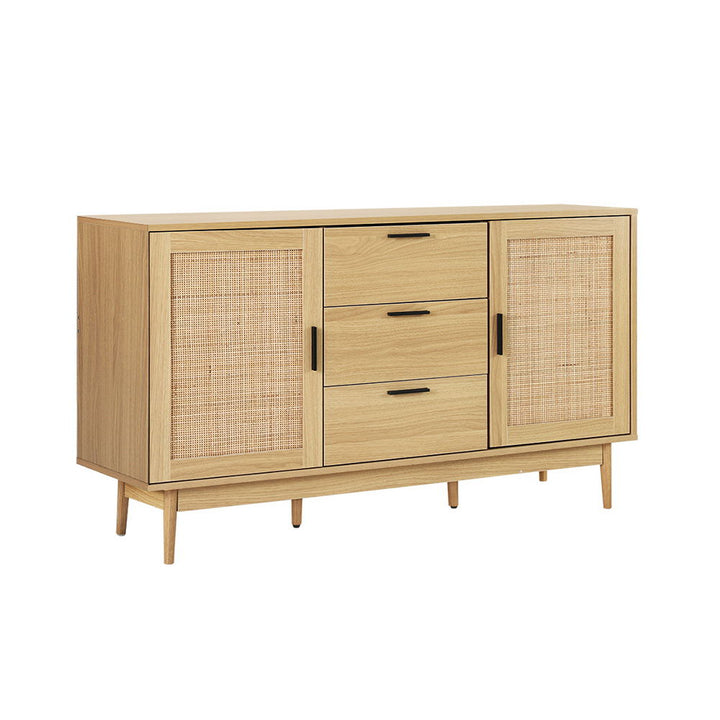 Artiss Rattan Buffet Sideboard BRIONY Oak 130cm - Coastal Bohemian Storage | Everyday Home Comforts