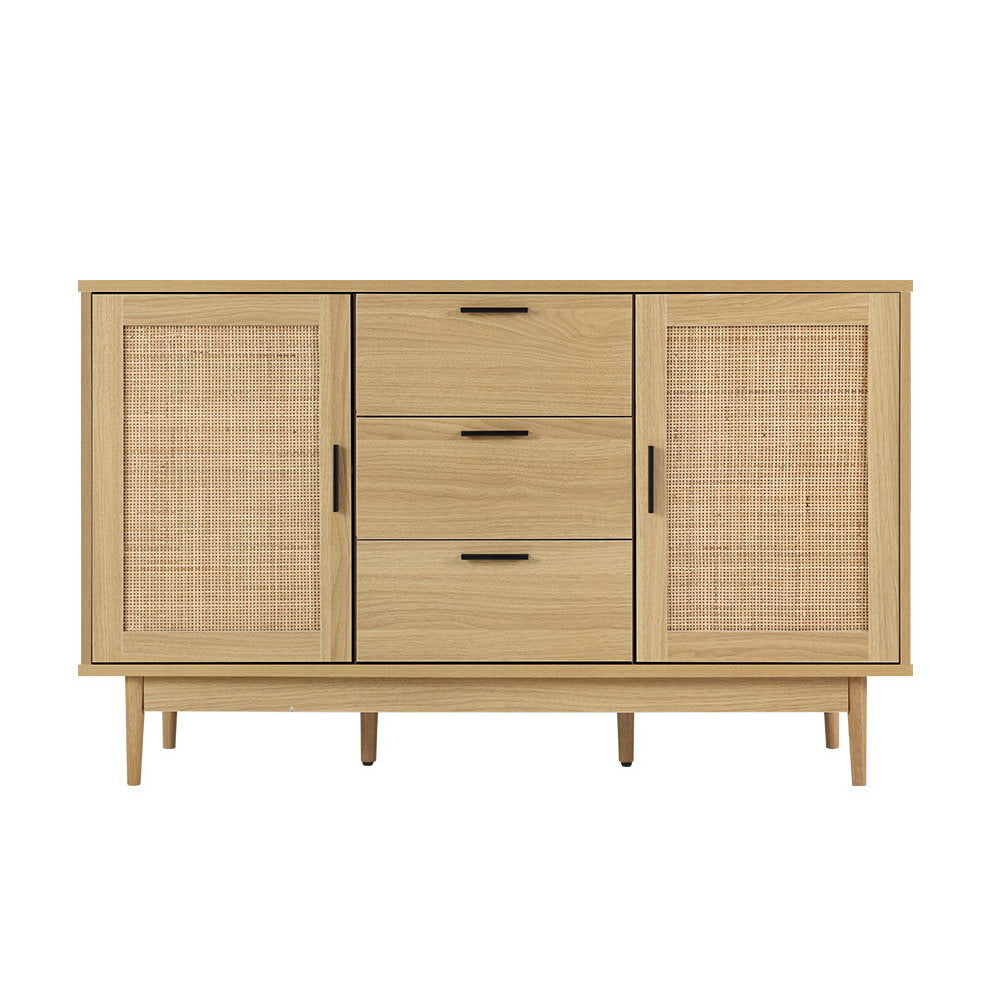 Artiss Rattan Buffet Sideboard BRIONY Oak 130cm - Coastal Bohemian Storage | Everyday Home Comforts