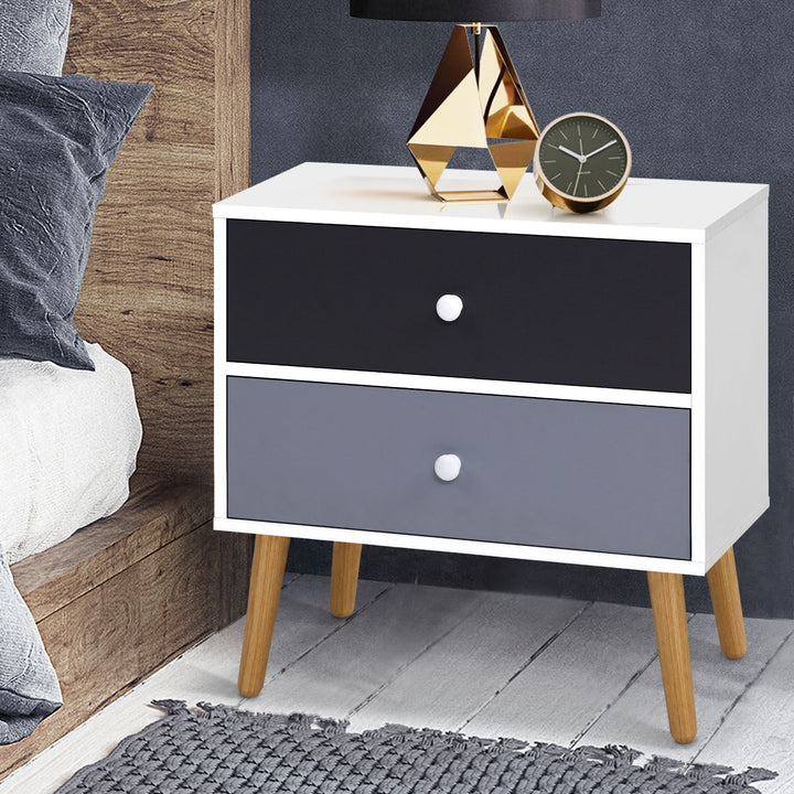 Artiss Bedside Table 2 Drawers - BONDS White