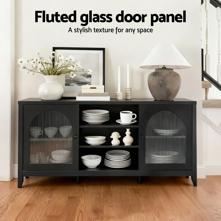 Artiss Buffet Sideboard Shelves Double Doors - Black