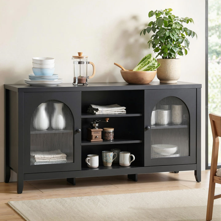 Artiss Buffet Sideboard Shelves Double Doors - Black