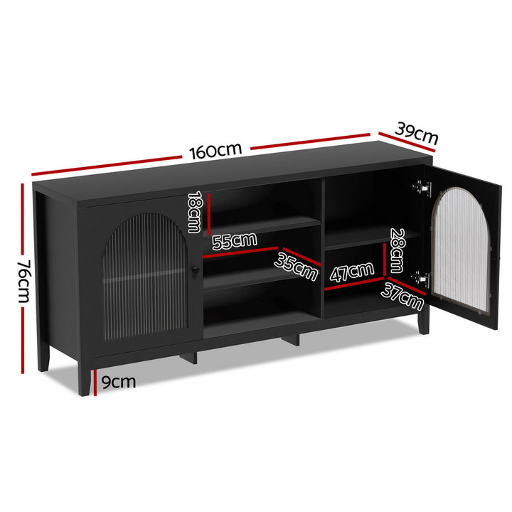 Artiss Buffet Sideboard Shelves Double Doors - Black