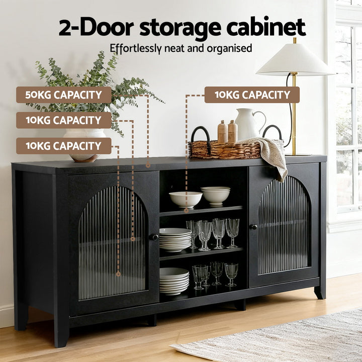 Artiss Buffet Sideboard Shelves Double Doors - Black