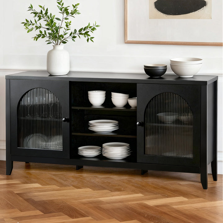 Artiss Buffet Sideboard Shelves Double Doors - Black