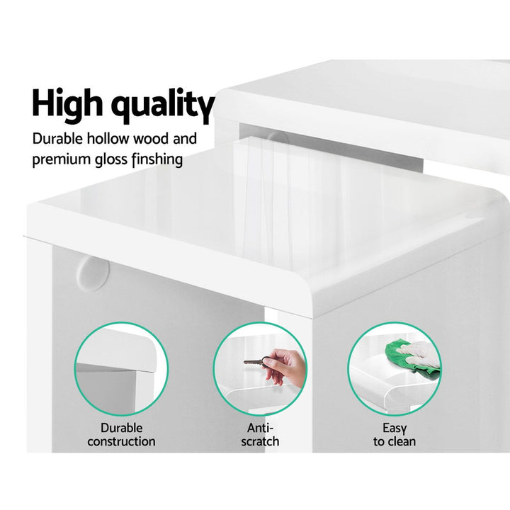 Artiss Nesting Coffee Table Set of 3 - Glossy White Modern Side Tables