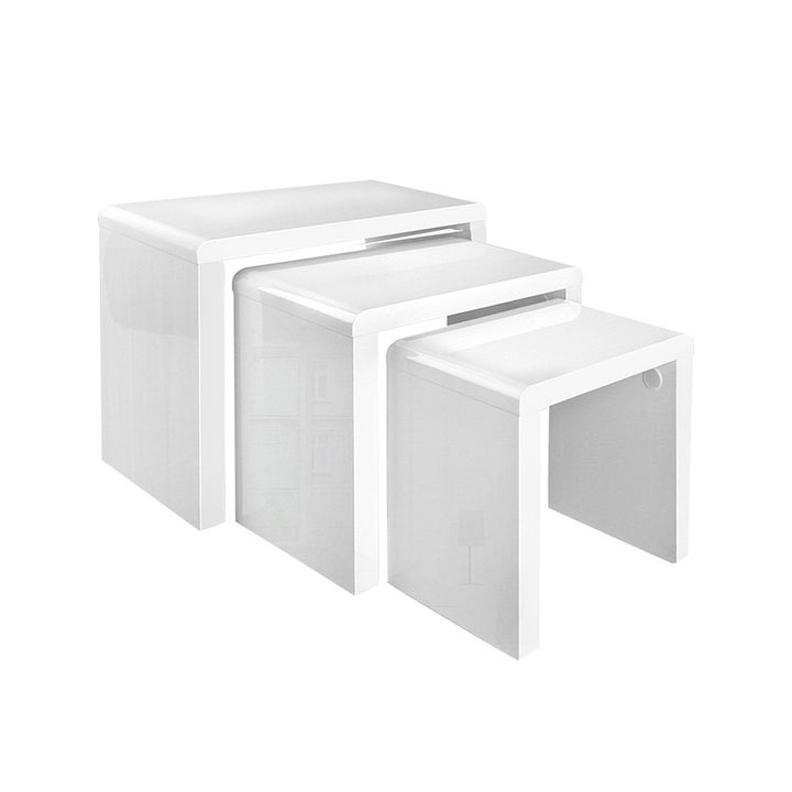 Artiss Nesting Coffee Table Set of 3 - Glossy White Modern Side Tables