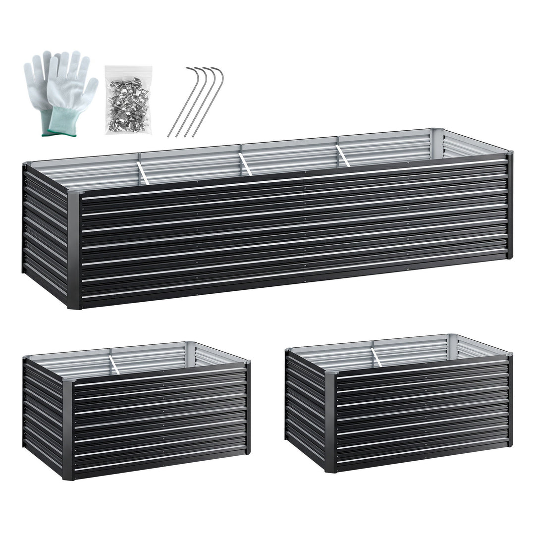 Green Fingers 2-in-1 Raised Garden Bed Kit, 320cm/160cm| 77cm Extra Deep Ergonomic Planter Box | Protect Your Back | Galvanised Steel Vegetable Flower Pot for Outdoor Garden | Includes Gloves & Pegs