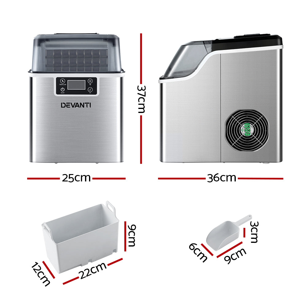 Devanti Ice Maker Machine 3.2L - Portable Countertop Ice Cube Maker 12kg/24hr