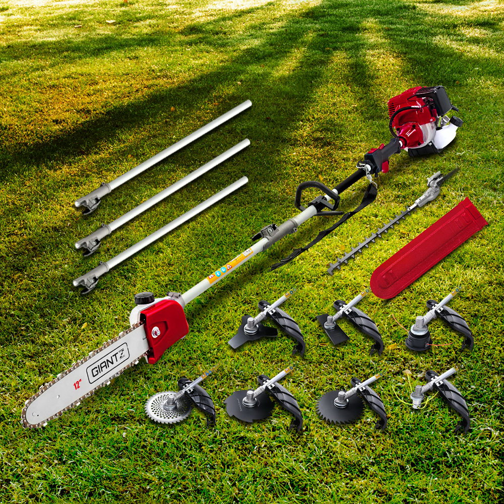Giantz 4 Stroke Pole Chainsaw Petrol Hedge Trimmer Tree Pruner 12'' 9 In 1