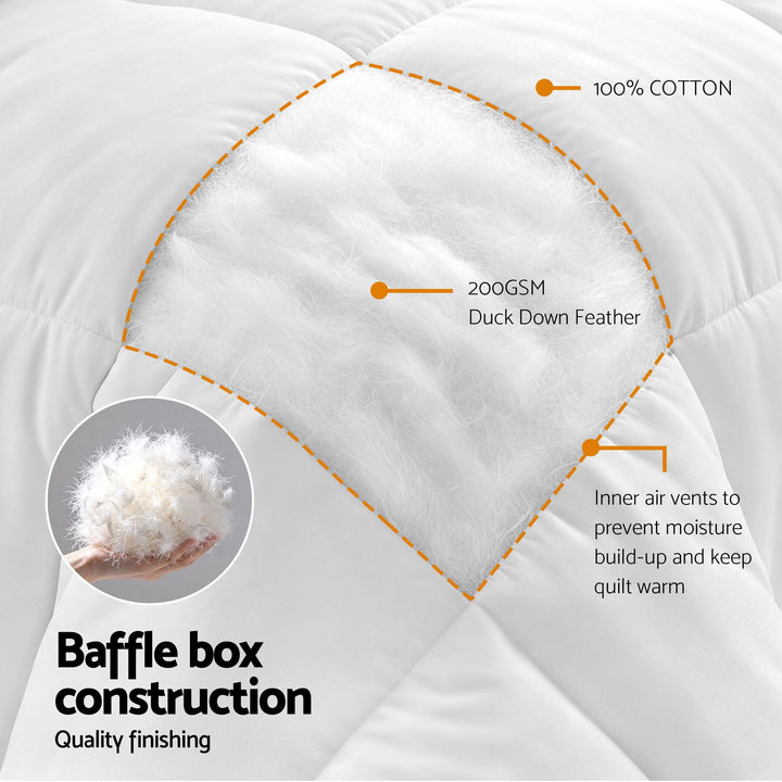 Giselle Bedding Queen Quilt, 200GSM Summer Duck Down Feather Doona Insert
