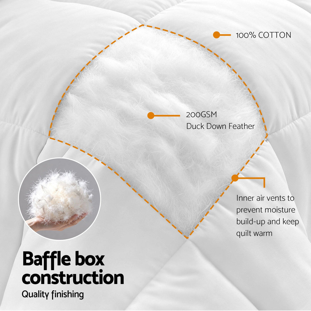 Giselle Bedding Super King Quilt, 200GSM Summer Duck Down Feather Doona Insert