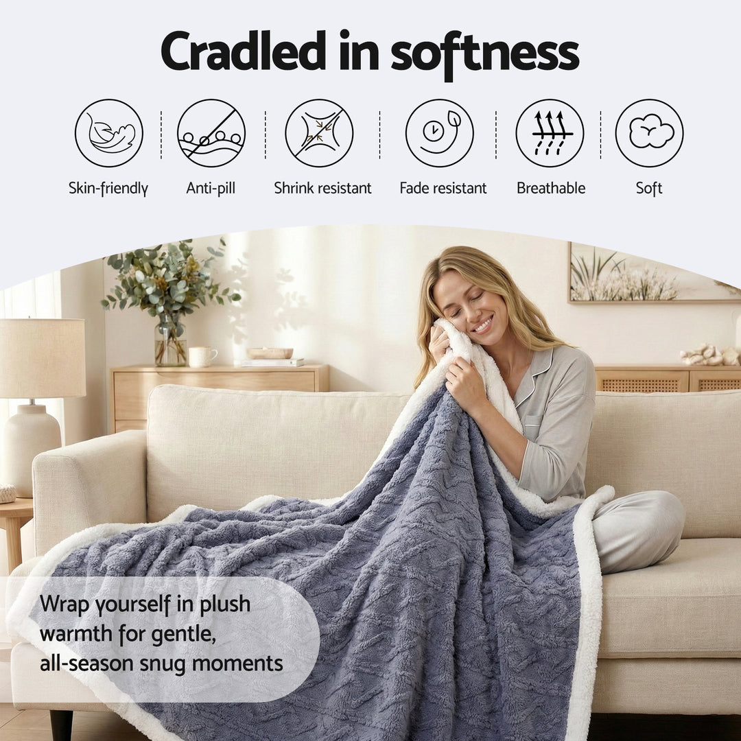 Giselle 203x230cm Throw Blanket Double-Sided Fleece Lightweight For Sofa Couch Bed