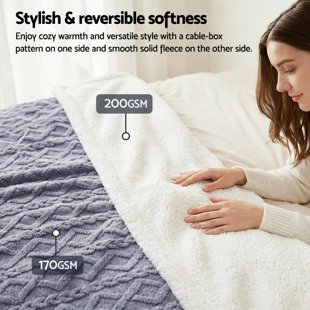 Giselle 203x230cm Throw Blanket Double-Sided Fleece Lightweight For Sofa Couch Bed