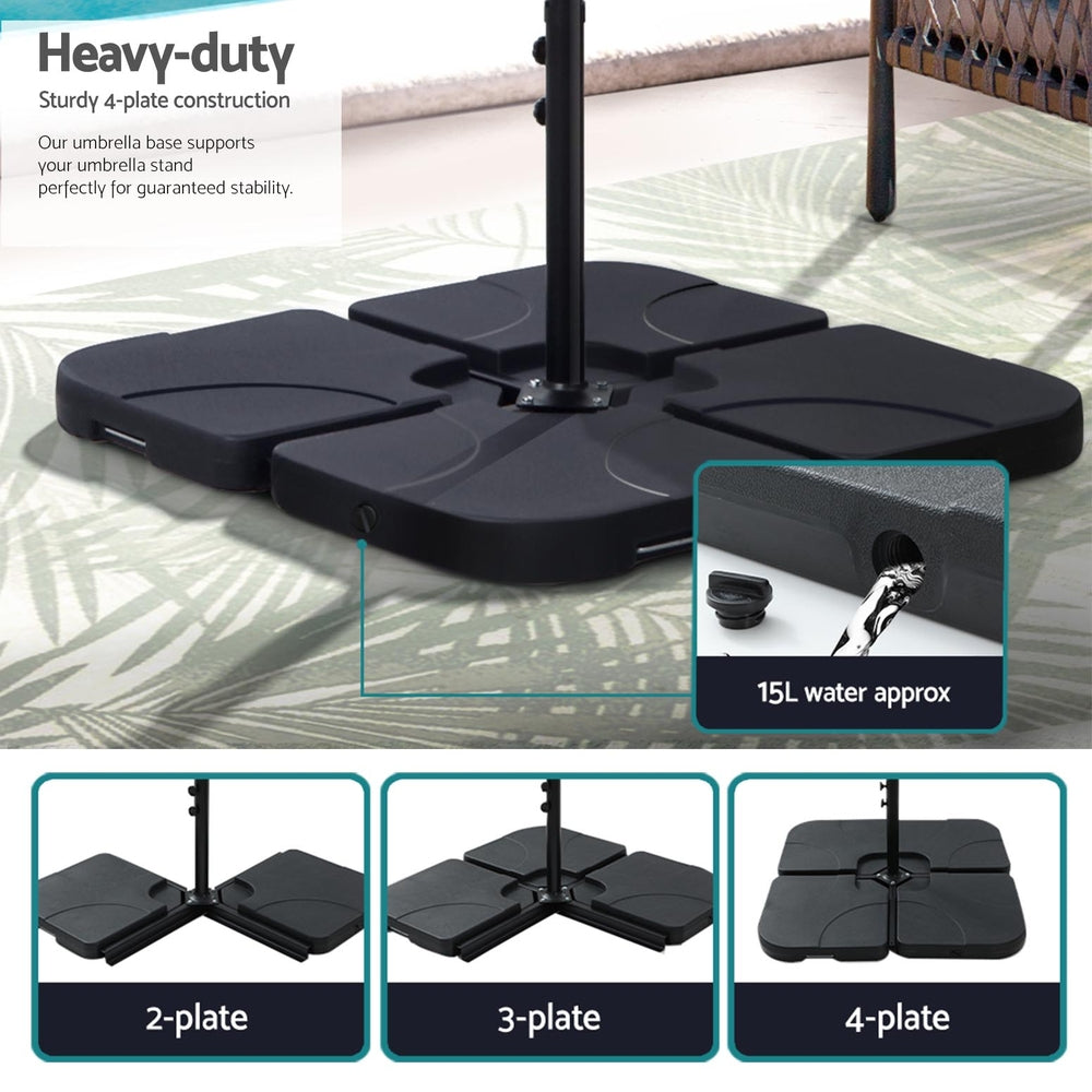 Outdoor Cantilever Umbrella 3m with Base - Garden Patio Shade Grey