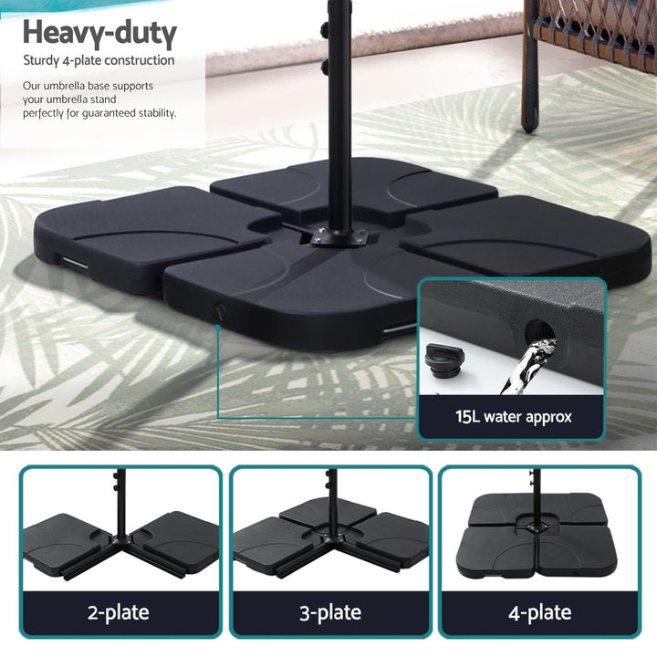 Outdoor Cantilever Umbrella 3m with Base - Garden Patio Shade Grey