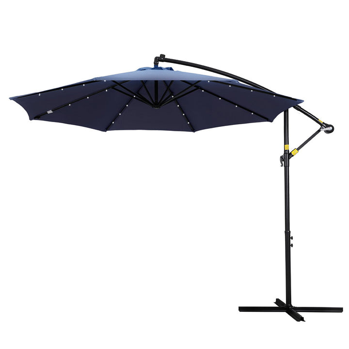 Outdoor Cantilever Umbrella 3m with LED Lights - Garden Patio Shade