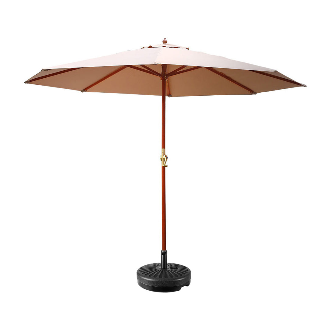 Outdoor Umbrella 3m with Base - Garden Patio Sun Shade Beige