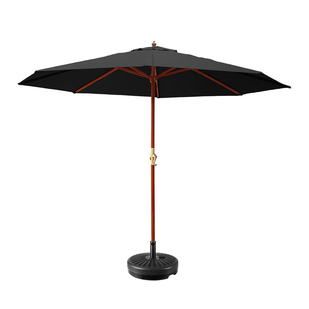 Outdoor Umbrella 3m with Base - Garden Patio Sun Shade Black