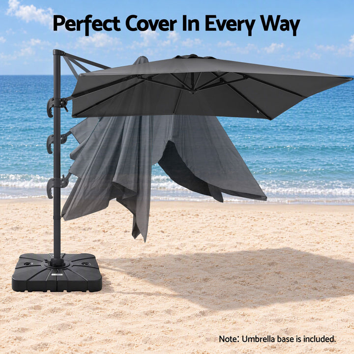 Instahut Outdoor Umbrella w/Base 3m Cantilever Stand Sun Roma 360 Degree Charcoal
